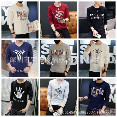 【A021廠家直銷秋冬韓版男裝長袖個(gè)性時(shí)尚男士t恤打底衫休閑印花批發(fā)網(wǎng)自主品牌】深圳市寶安區(qū)福永鳳衣亭服裝廠 - 產(chǎn)品庫
