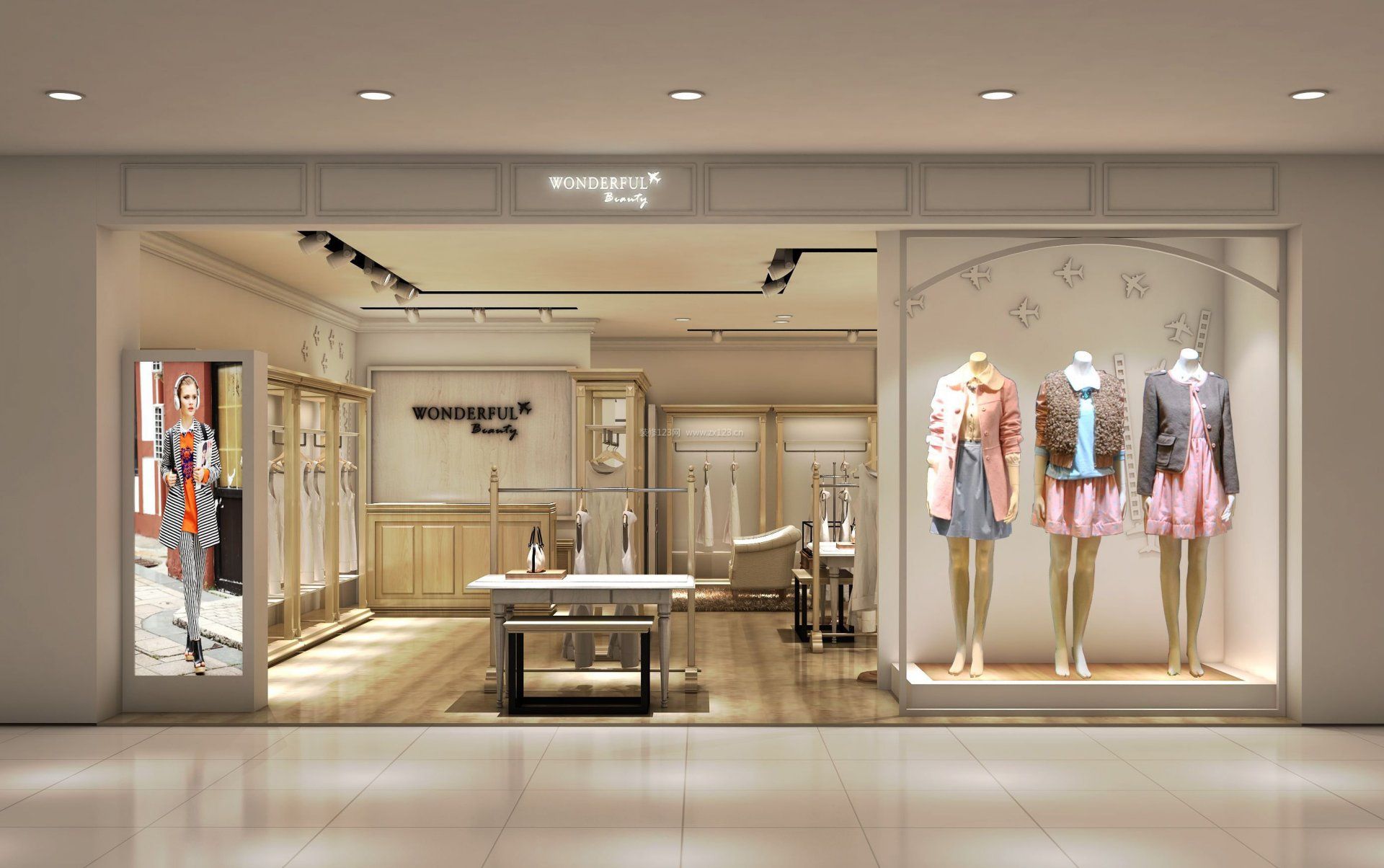 女服裝店門頭設計裝修圖_裝信通網效果圖